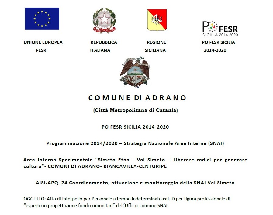 Atto di interpello per personale a tempo indeterminato Cat. D 