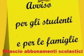 Avviso: Rilascio abbonamenti scolatici